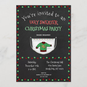 Invitation Douce moche fête de Noël Distances sociales