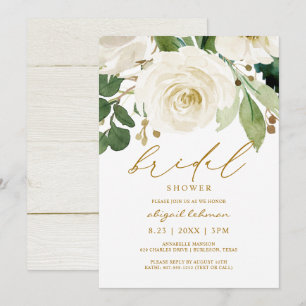 Invitation Douce Nuit Aquarelle Florale Blanche Verdure 2