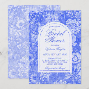 Invitation Douce Nuit Bleue Blanche Florale Chinoiserie Maria