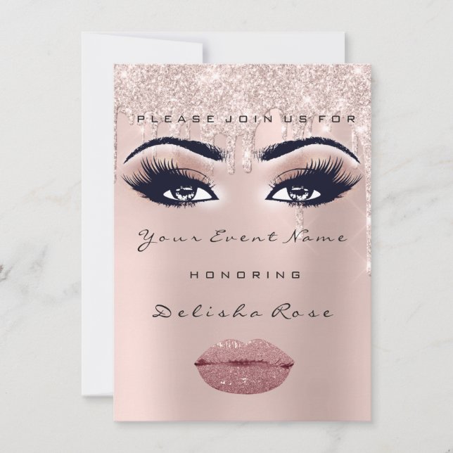 Invitation Douce nuptiale 16e 15e Rose des LIPS de baiser Ski (Devant)