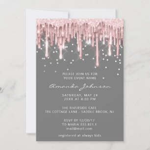 Invitation Douce nuptiale 16e Rose Parties scintillant gris
