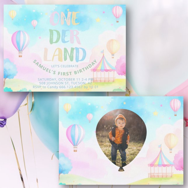 Invitation Douce onederland aquarelle pastel 1er Anniversaire (Créateur téléchargé)