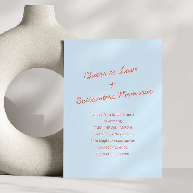 Invitation Douce Orange Bleue Mimosa Brunch de Mariage Acclam (Créateur téléchargé)
