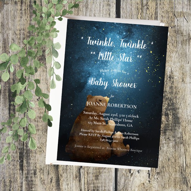 Invitation Douce Ourse Scintille Scintille Petite Étoile Baby (Créateur téléchargé)