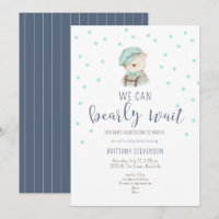 Douce Ourson en Bois Vintage Bleu Baby Shower