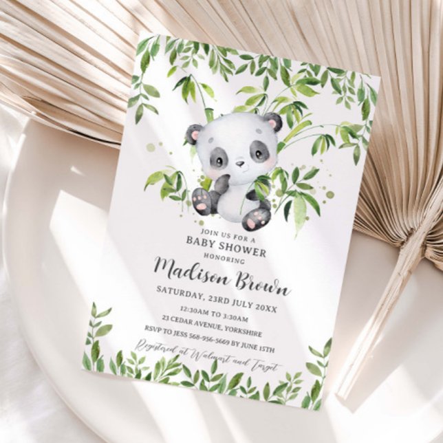 Invitation Douce Ourson Panda Bambou Verdure Baby Shower  (Créateur téléchargé)