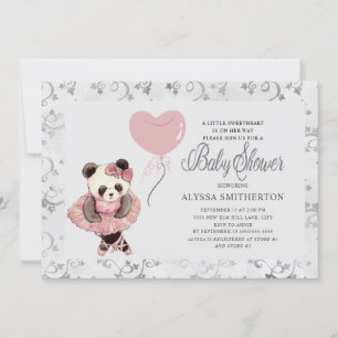 Invitation Douce Oursonne Panda Ballerine Fille Baby Shower