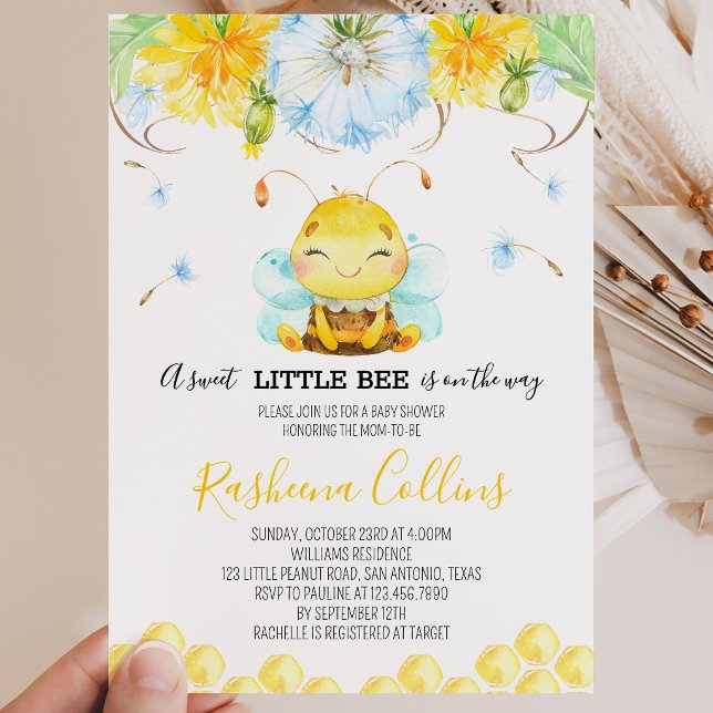 Invitation Douce Petite Abeille Baby Shower (Créateur téléchargé)