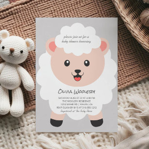 Invitation Douce Petite Agneau à pois Baby Shower