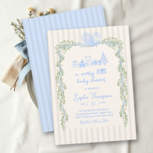 Douce petite Baby Shower garçon végétation bleue v