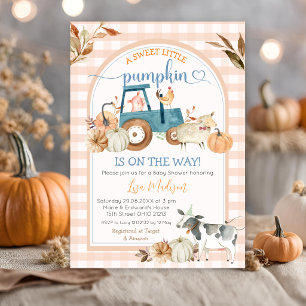 Invitation Douce petite citrouille automne gingham arche Baby