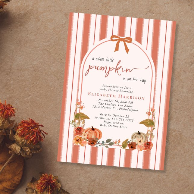 Invitation Douce petite citrouille bébé fille automne Shower (Sweet Little Pumpkin Fall Baby Girl Shower Invitation)