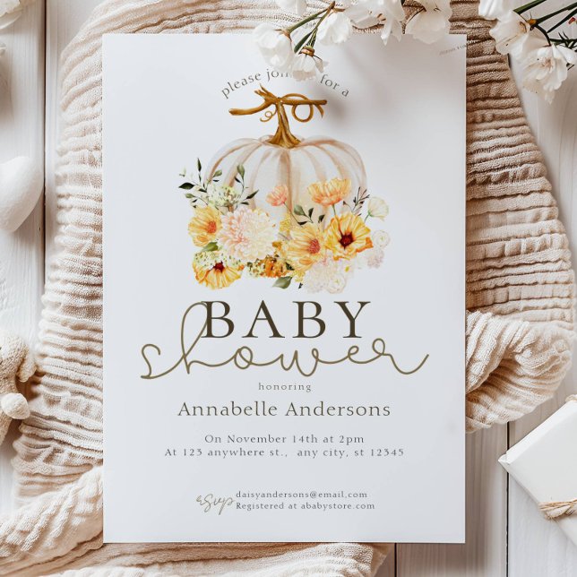 Invitation Douce petite citrouille Fête de bébé neutre (Créateur téléchargé)