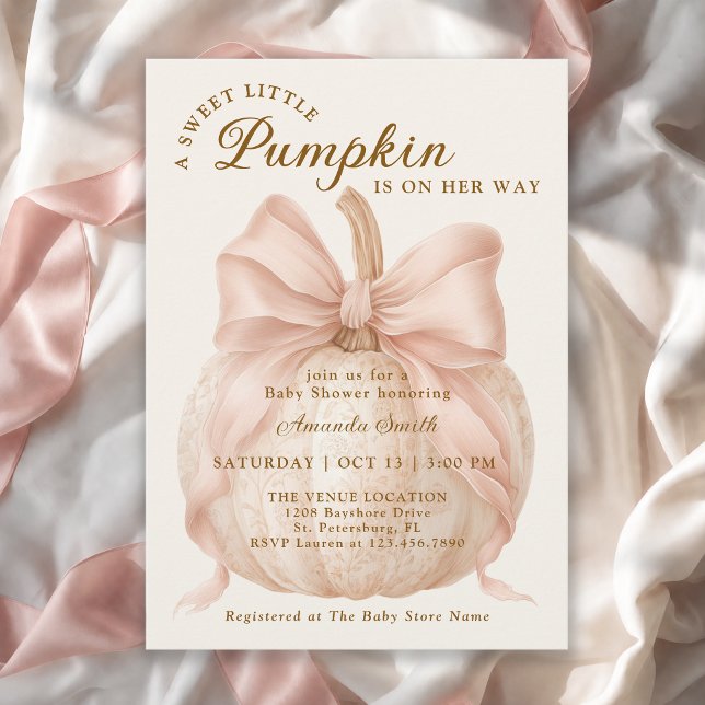 Invitation Douce petite citrouille noeud bébé Shower (Créateur téléchargé)
