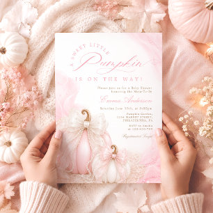 Invitation Douce Petite Citrouille Rose Fille de Baby Shower
