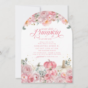 Invitation Douce petite citrouille rose florale bébé shower d