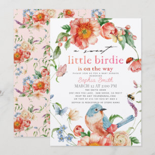 Invitation Douce petite fée rose Fleurie Fille Baby Shower