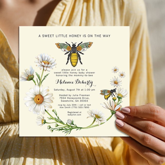 Invitation Douce petite fête de bébé en l'honneur de Chérie a (Sweet Little Honey Baby Shower Invite)