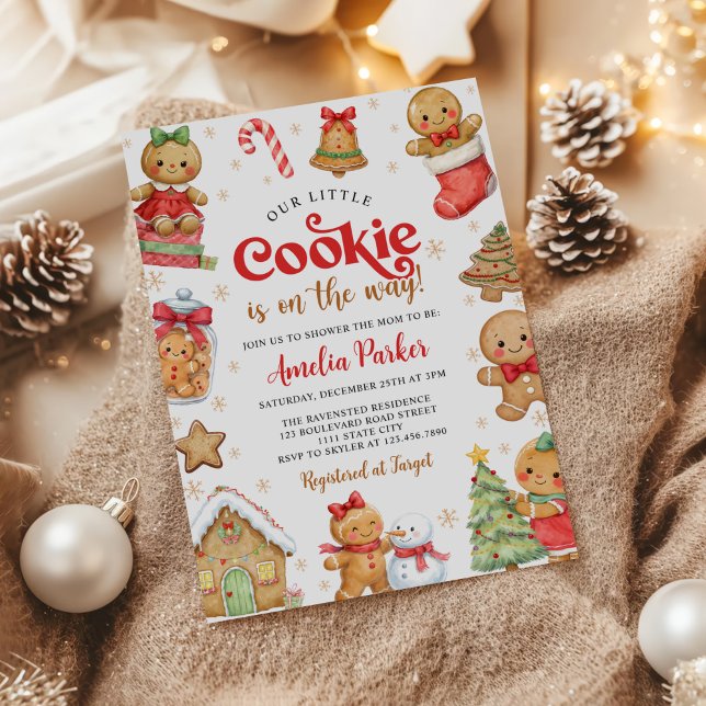 Invitation Douce petite fête de bébé Noël d'hiver Cookie (Créateur téléchargé)