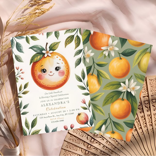 Invitation Douce Petite Fête Orange Cutie (Créateur téléchargé)