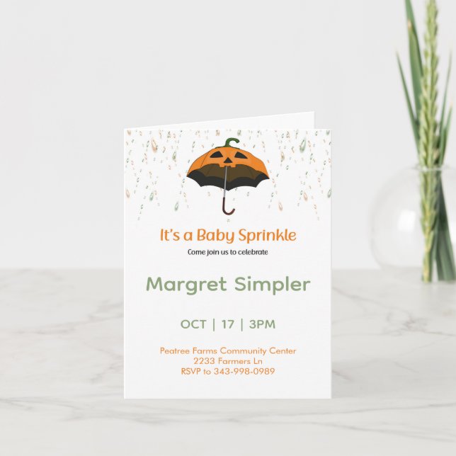 Invitation Douce petite fête pour bébé citrouille (Devant)
