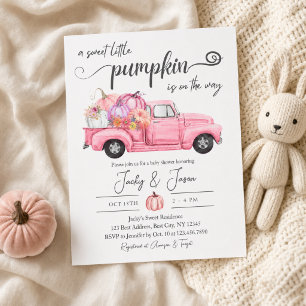 Invitation Douce Petite Fille au Citrouille Rose Baby Shower