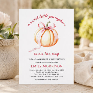 Invitation Douce Petite Fille au Ruban Rose pour Baby Shower 