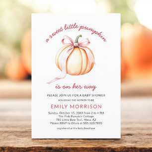 Invitation Douce Petite Fille au Ruban Rose pour Baby Shower