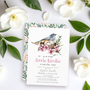 Invitation Douce Petite Florale Nid Fille Baby Shower