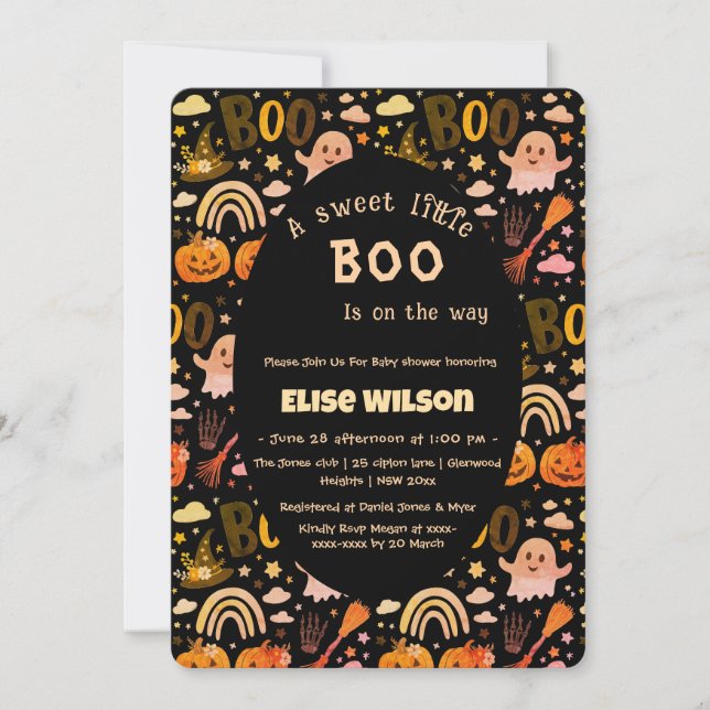 Invitation Douce petite Halloween boo est en route (Devant)
