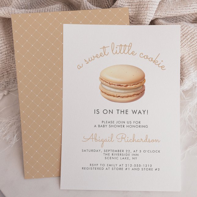 Invitation Douce Petite Macaron de Cookie Fête Prénatale Neut (Créateur téléchargé)