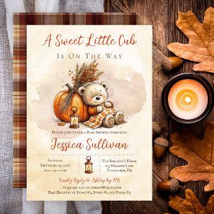 Invitation Douce petite oursonne ours en peluche aquarelle Ba