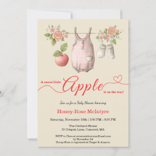 Invitation Douce petite pomme Baby Shower Bébé rustique d'a
