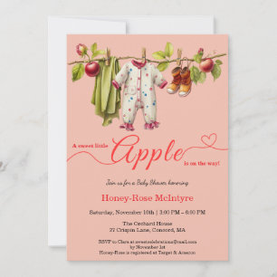 Invitation Douce petite pomme Baby Shower Bébé rustique d'a