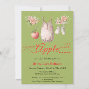 Invitation Douce petite pomme Baby Shower Bébé rustique d'a