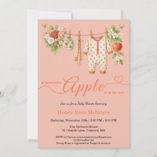 Invitation Douce petite pomme Baby Shower Bébé rustique d'a