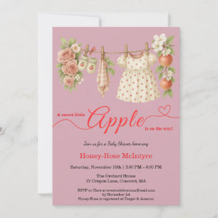 Invitation Douce petite pomme Baby Shower Bébé rustique d'a