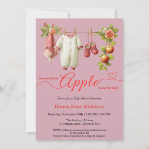 Invitation Douce petite pomme Baby Shower Bébé rustique d'a