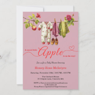 Invitation Douce petite pomme Baby Shower Bébé rustique d'a
