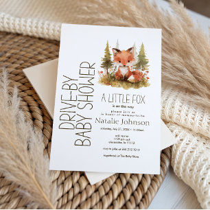 Invitation Douce Petite Renarde à Carreaux Baby Shower Drive