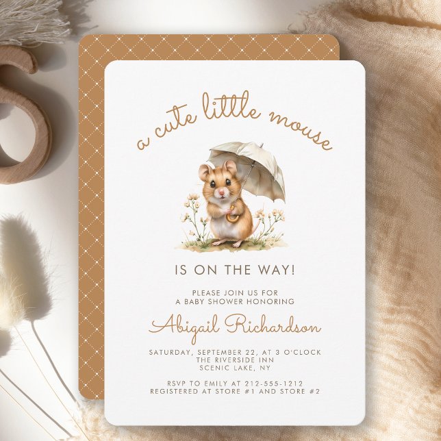 Invitation Douce Petite Souris Baby Shower Neutre (Créateur téléchargé)