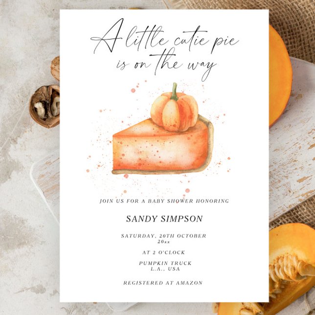 Invitation Douce petite tarte pumpkin shower de bébé d'automn (Créateur téléchargé)