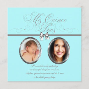 Invitation Douce Photo Quinceanera Bleu Teal