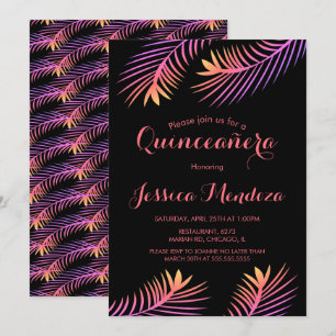 Invitation douce pour Quinceañera tropicale à feui