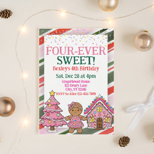 Invitation Douce pour toujours, pain d'épice rose 4e annivers