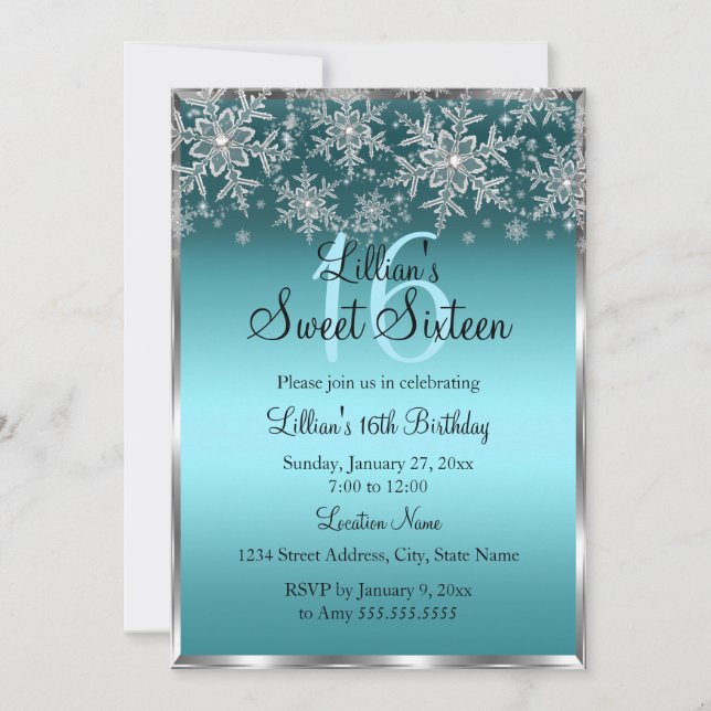 Invitation douce pour un Sweet 16 de couleur bleu  (Devant)