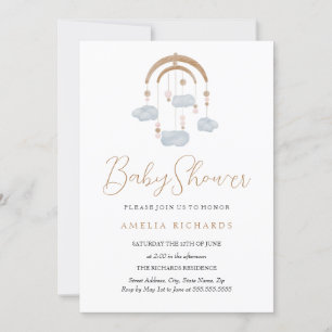 Invitation Douce poussière de nuage bleu mobile Baby Shower