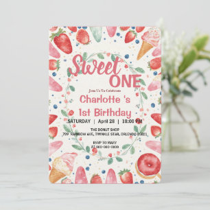 Invitation Douce première bougie anniversaire glace donut fra