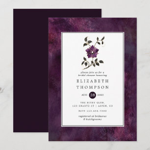Invitation Douce Profonde Velours De Prune Florale Mariage