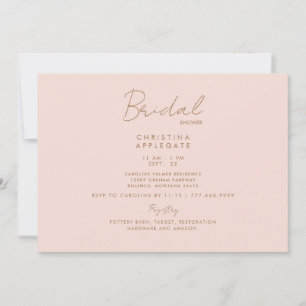 Invitation Douce Robe de Mariée Rose et Texte Doré